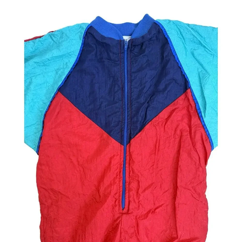 Vintage 90s Cuties By Judy Baby Windbreaker Suit Colorblock Nylon Retro